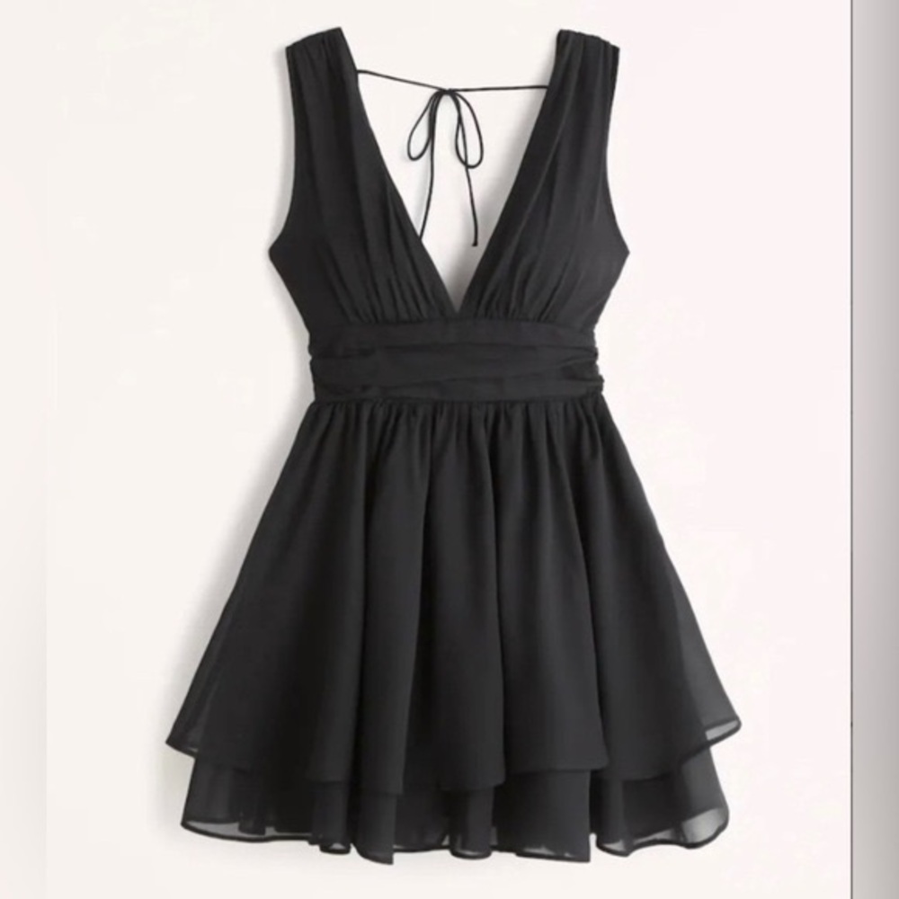 Abercrombie & Fitch Black Sleeveless V-Neck Mini Dress